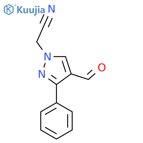2-(4-formyl-3-phenyl-1H-pyrazol-1-yl)acetonitrile structure