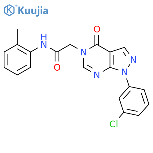 2-1-(3-chlorophenyl)-4-oxo-1H,4H,5H-pyrazolo3,4-dpyrimidin-5-yl-N-(2-methylphenyl)acetamide structure
