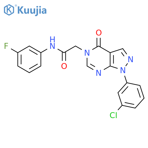 2-1-(3-chlorophenyl)-4-oxo-1H,4H,5H-pyrazolo3,4-dpyrimidin-5-yl-N-(3-fluorophenyl)acetamide structure