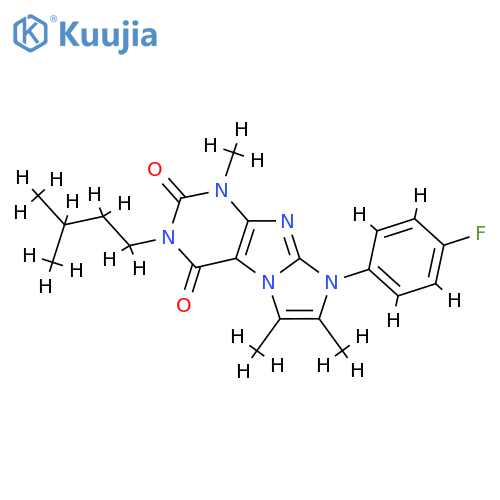 8-(4-fluorophenyl)-1,6,7-trimethyl-3-(3-methylbutyl)-1H,2H,3H,4H,8H-imidazo1,2-gpurine-2,4-dione structure