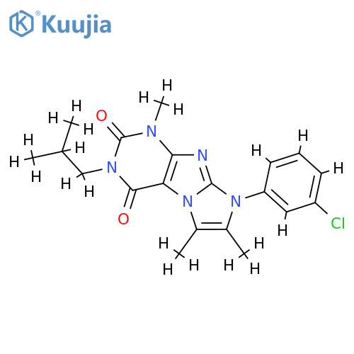 8-(3-chlorophenyl)-1,6,7-trimethyl-3-(2-methylpropyl)-1H,2H,3H,4H,8H-imidazo1,2-gpurine-2,4-dione structure