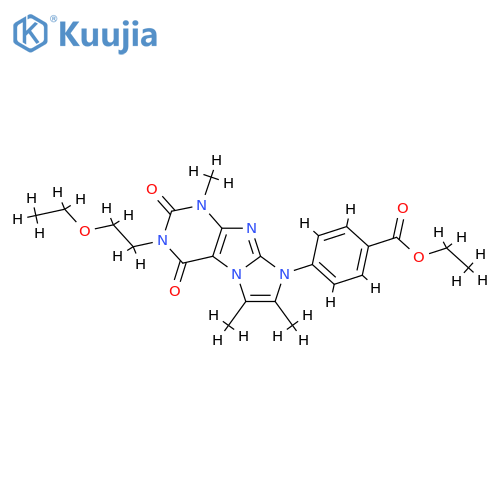 ethyl 4-3-(2-ethoxyethyl)-1,6,7-trimethyl-2,4-dioxo-1H,2H,3H,4H,8H-imidazo1,2-gpurin-8-ylbenzoate structure