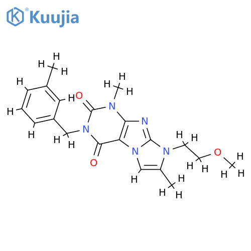 8-(2-methoxyethyl)-1,7-dimethyl-3-(3-methylphenyl)methyl-1H,2H,3H,4H,8H-imidazo1,2-gpurine-2,4-dione structure