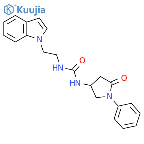 1-2-(1H-indol-1-yl)ethyl-3-(5-oxo-1-phenylpyrrolidin-3-yl)urea structure