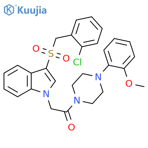 2-{3-(2-chlorophenyl)methanesulfonyl-1H-indol-1-yl}-1-4-(2-methoxyphenyl)piperazin-1-ylethan-1-one structure