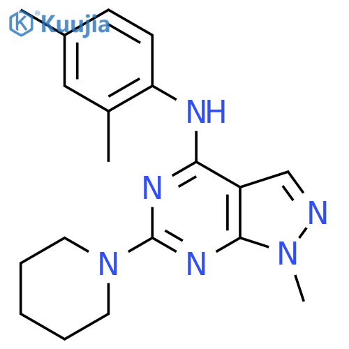 N-(2,4-dimethylphenyl)-1-methyl-6-(piperidin-1-yl)-1H-pyrazolo3,4-dpyrimidin-4-amine structure
