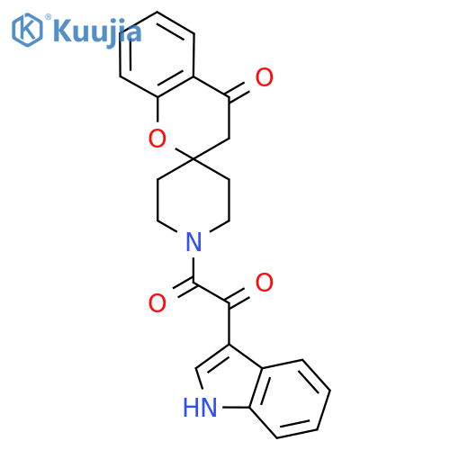 1-(1H-indol-3-yl)-2-{4-oxo-3,4-dihydrospiro1-benzopyran-2,4'-piperidine-1'-yl}ethane-1,2-dione structure