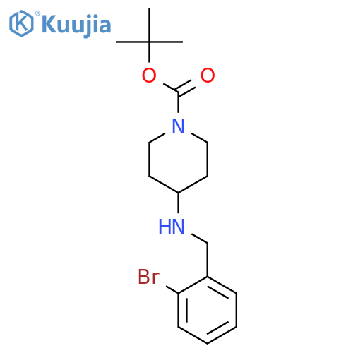 1-Piperidinecarboxylicacid, 4-[[(2-bromophenyl)methyl]amino]-, 1,1-dimethylethyl ester structure