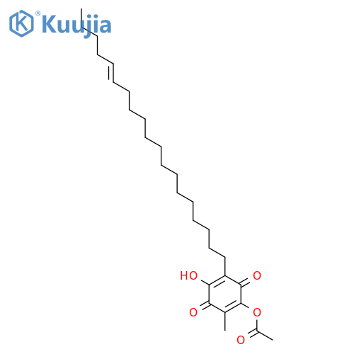 Acetic acid-4-hydroxy-2-methyl-5-((E)-nonadec-14-enyl)-3,6-dioxo-cyclohexa-1,4-dienyl ester structure