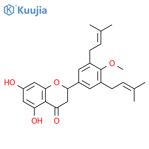 5,7-Dihydroxy-2-(4-methoxy-3,5-bis(3-methylbut-2-en-1-yl)phenyl)chroman-4-one structure