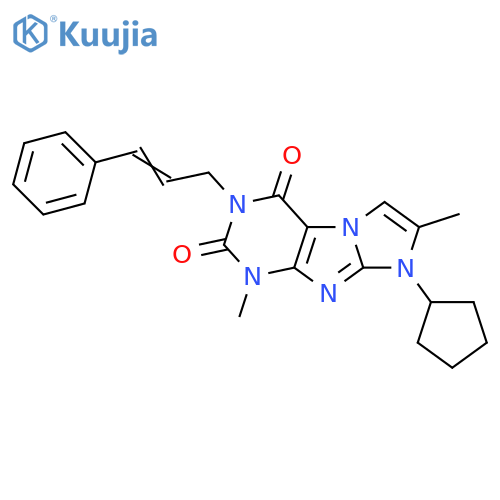 8-cyclopentyl-1,7-dimethyl-3-(2E)-3-phenylprop-2-en-1-yl-1H,2H,3H,4H,8H-imidazo1,2-gpurine-2,4-dione structure