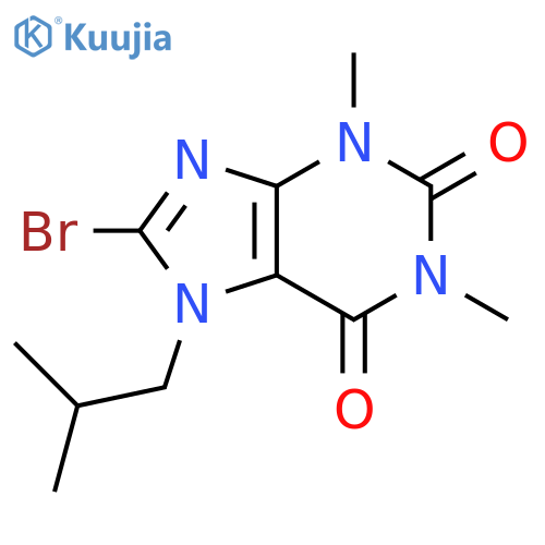 8-bromo-1,3-dimethyl-7-(2-methylpropyl)-2,3,6,7-tetrahydro-1H-purine-2,6-dione structure