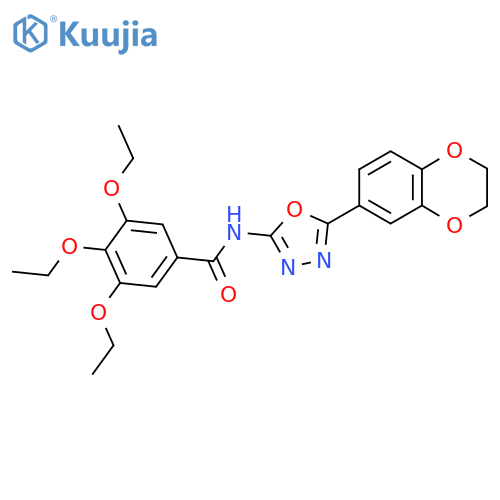 N-5-(2,3-dihydro-1,4-benzodioxin-6-yl)-1,3,4-oxadiazol-2-yl-3,4,5-triethoxybenzamide structure