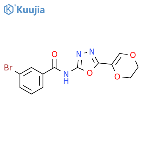 3-bromo-N-5-(5,6-dihydro-1,4-dioxin-2-yl)-1,3,4-oxadiazol-2-ylbenzamide structure
