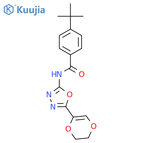 4-tert-butyl-N-5-(5,6-dihydro-1,4-dioxin-2-yl)-1,3,4-oxadiazol-2-ylbenzamide structure
