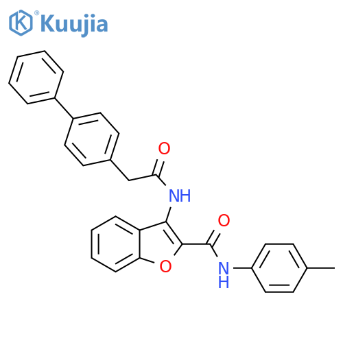 3-(2-{1,1'-biphenyl-4-yl}acetamido)-N-(4-methylphenyl)-1-benzofuran-2-carboxamide structure