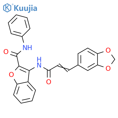 3-(2Z)-3-(2H-1,3-benzodioxol-5-yl)prop-2-enamido-N-phenyl-1-benzofuran-2-carboxamide structure