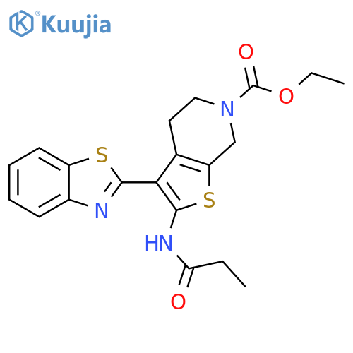ethyl 3-(1,3-benzothiazol-2-yl)-2-propanamido-4H,5H,6H,7H-thieno2,3-cpyridine-6-carboxylate structure