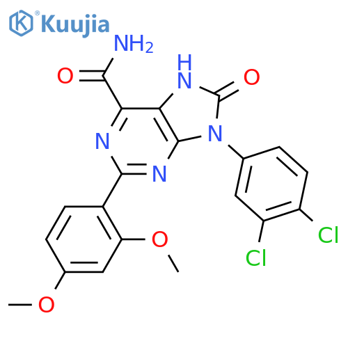 9-(3,4-dichlorophenyl)-2-(2,4-dimethoxyphenyl)-8-oxo-8,9-dihydro-7H-purine-6-carboxamide structure