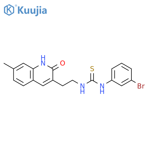 1-(3-bromophenyl)-3-2-(7-methyl-2-oxo-1,2-dihydroquinolin-3-yl)ethylthiourea structure