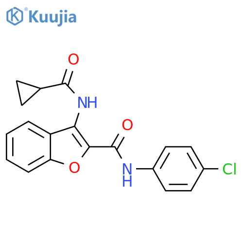 N-(4-chlorophenyl)-3-cyclopropaneamido-1-benzofuran-2-carboxamide structure