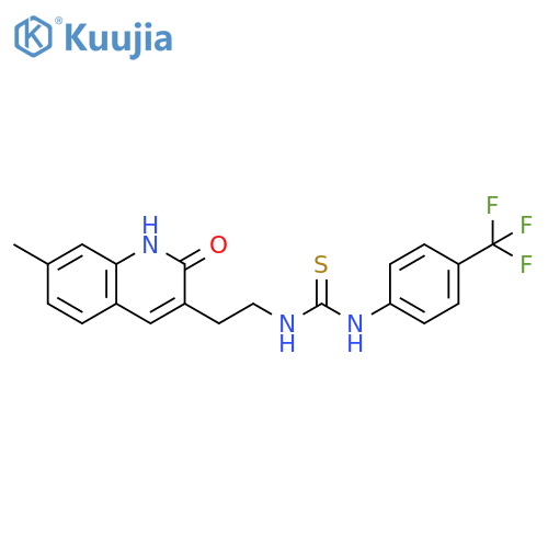 3-2-(7-methyl-2-oxo-1,2-dihydroquinolin-3-yl)ethyl-1-4-(trifluoromethyl)phenylthiourea structure