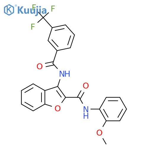 N-(2-methoxyphenyl)-3-3-(trifluoromethyl)benzamido-1-benzofuran-2-carboxamide structure