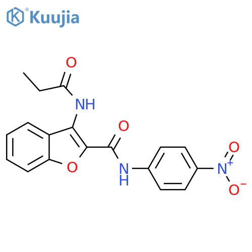 N-(4-nitrophenyl)-3-propanamido-1-benzofuran-2-carboxamide structure