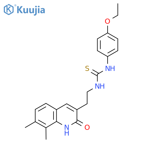3-2-(7,8-dimethyl-2-oxo-1,2-dihydroquinolin-3-yl)ethyl-1-(4-ethoxyphenyl)thiourea structure
