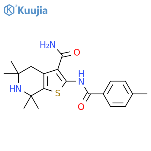 5,5,7,7-tetramethyl-2-(4-methylbenzamido)-4H,5H,6H,7H-thieno2,3-cpyridine-3-carboxamide structure