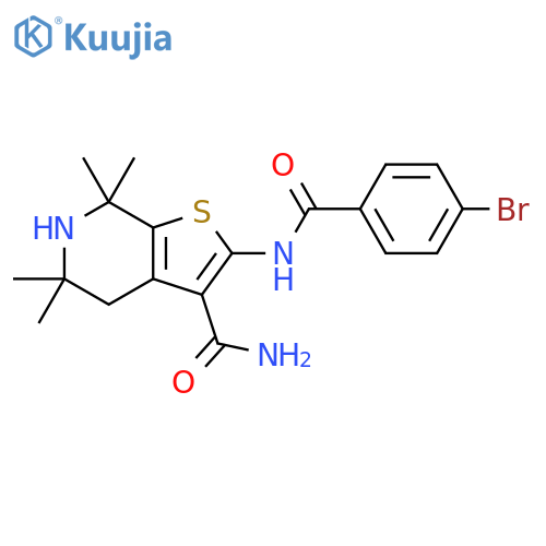 2-(4-bromobenzamido)-5,5,7,7-tetramethyl-4H,5H,6H,7H-thieno2,3-cpyridine-3-carboxamide structure