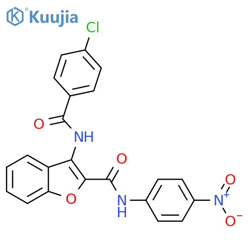 3-(4-chlorobenzamido)-N-(4-nitrophenyl)-1-benzofuran-2-carboxamide structure