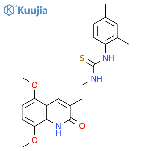 3-2-(5,8-dimethoxy-2-oxo-1,2-dihydroquinolin-3-yl)ethyl-1-(2,4-dimethylphenyl)thiourea structure
