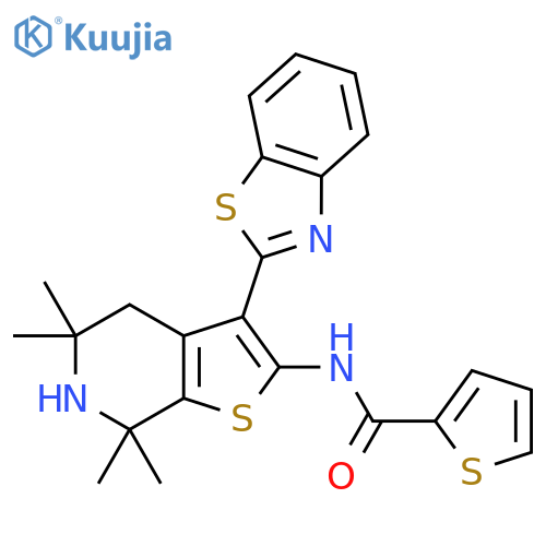 N-3-(1,3-benzothiazol-2-yl)-5,5,7,7-tetramethyl-4H,5H,6H,7H-thieno2,3-cpyridin-2-ylthiophene-2-carboxamide structure