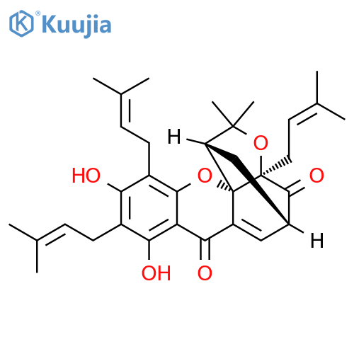 1,5-Methano-1H,7H-furo[3,4-d]xanthene-7,13-dione, 3,3a,4,5-tetrahydro-8,10-dihydroxy-3,3-dimethyl-1,9,11-tris(3-methyl-2-buten-1-yl)-, (1R,3aS,5S,12aS)- structure