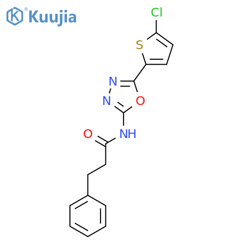 N-5-(5-chlorothiophen-2-yl)-1,3,4-oxadiazol-2-yl-3-phenylpropanamide structure