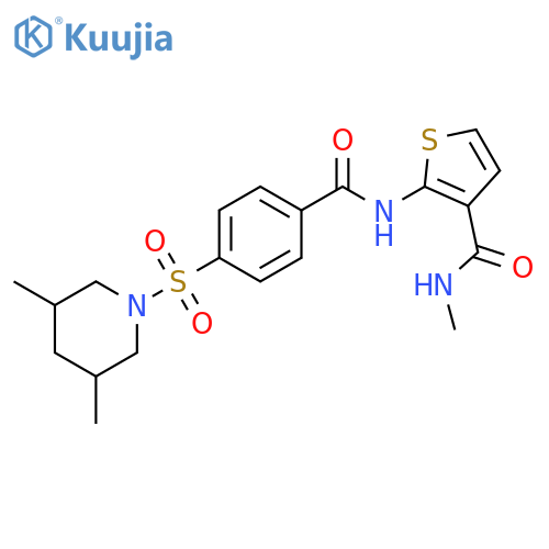 2-{4-(3,5-dimethylpiperidin-1-yl)sulfonylbenzamido}-N-methylthiophene-3-carboxamide structure