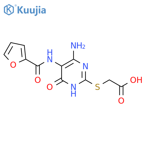 2-{4-amino-5-(furan-2-amido)-6-oxo-1,6-dihydropyrimidin-2-ylsulfanyl}acetic acid structure