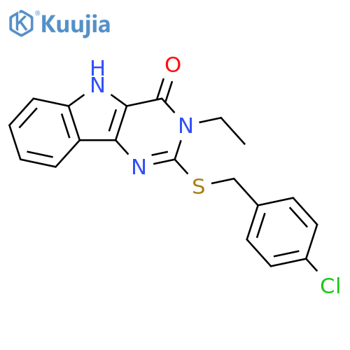 2-{(4-chlorophenyl)methylsulfanyl}-3-ethyl-3H,4H,5H-pyrimido5,4-bindol-4-one structure