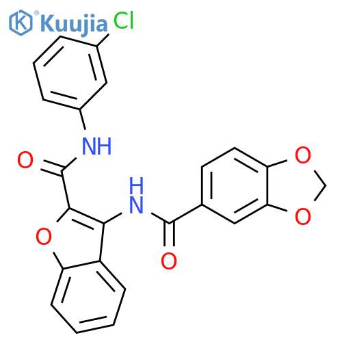N-{2-(3-chlorophenyl)carbamoyl-1-benzofuran-3-yl}-2H-1,3-benzodioxole-5-carboxamide structure