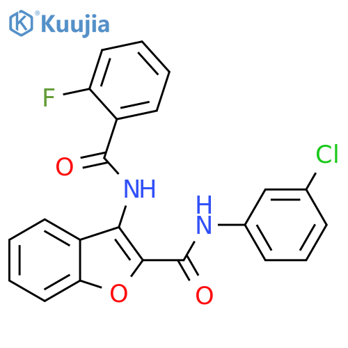N-(3-chlorophenyl)-3-(2-fluorobenzamido)-1-benzofuran-2-carboxamide structure