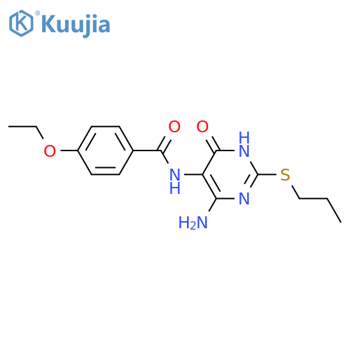 N-4-amino-6-oxo-2-(propylsulfanyl)-1,6-dihydropyrimidin-5-yl-4-ethoxybenzamide structure