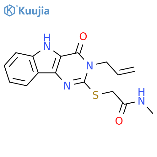 N-methyl-2-{4-oxo-3-(prop-2-en-1-yl)-3H,4H,5H-pyrimido5,4-bindol-2-ylsulfanyl}acetamide structure
