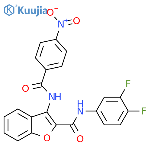 N-(3,4-difluorophenyl)-3-(4-nitrobenzamido)-1-benzofuran-2-carboxamide structure