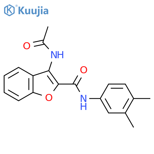 N-(3,4-dimethylphenyl)-3-acetamido-1-benzofuran-2-carboxamide structure