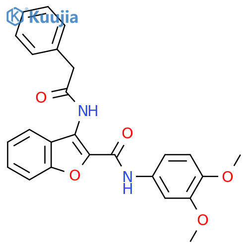 N-(3,4-dimethoxyphenyl)-3-(2-phenylacetamido)-1-benzofuran-2-carboxamide structure
