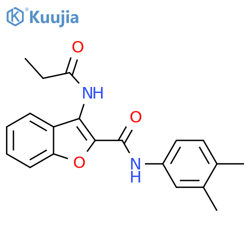 N-(3,4-dimethylphenyl)-3-propanamido-1-benzofuran-2-carboxamide structure