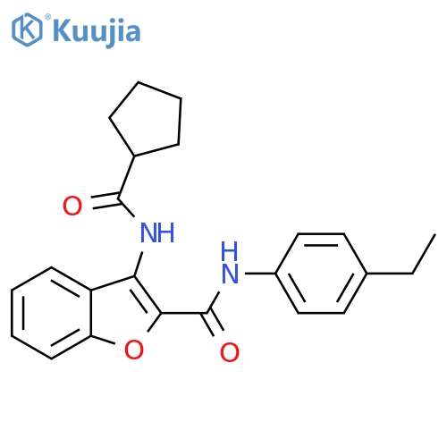 3-cyclopentaneamido-N-(4-ethylphenyl)-1-benzofuran-2-carboxamide structure