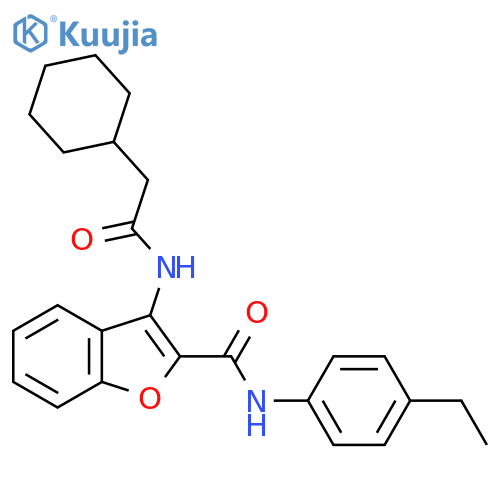 3-(2-cyclohexylacetamido)-N-(4-ethylphenyl)-1-benzofuran-2-carboxamide structure