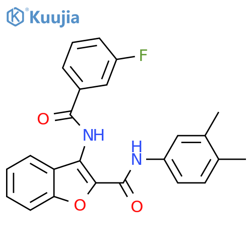 N-(3,4-dimethylphenyl)-3-(3-fluorobenzamido)-1-benzofuran-2-carboxamide structure